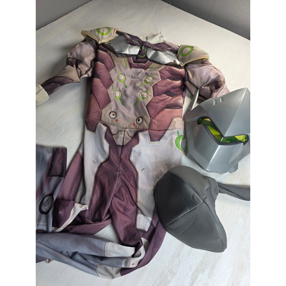 Overwatch Genji Costume Kids Small 4-6 Muscle Jumpsuit Mask Blizzard Disguise